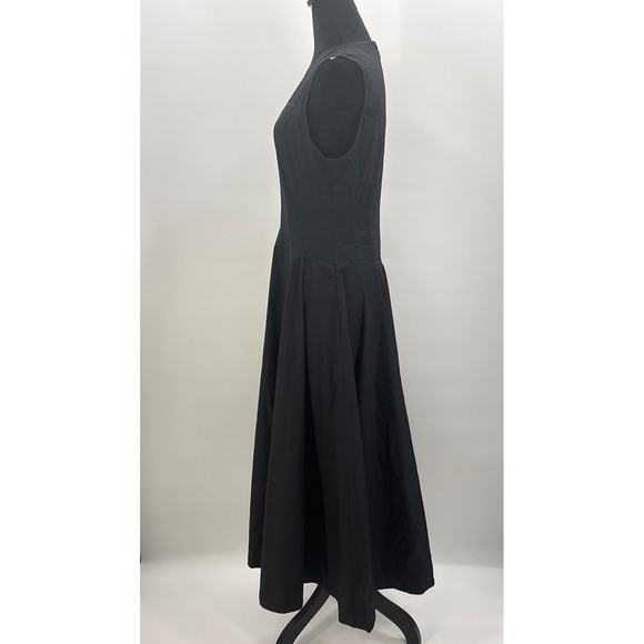 Madewell V-Neck Circle Seamed Maxi Dress True Black Sleeveless Cotton 00 NW050 - Picture 9 of 13